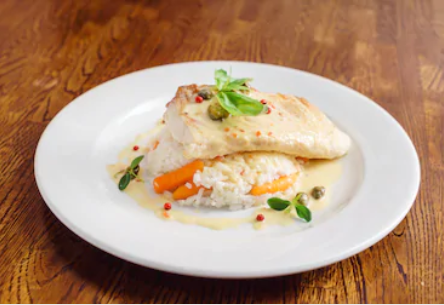 Pavés de Merlu sauce MIEL et PAPRIKA